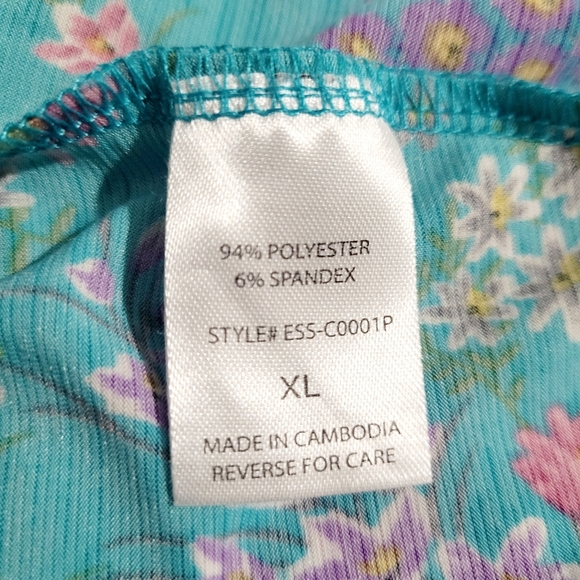 DEAR SCARLETT Women's Floral Tunic Blouse Oversized Turquoise Size XL - Picture 9 of 10